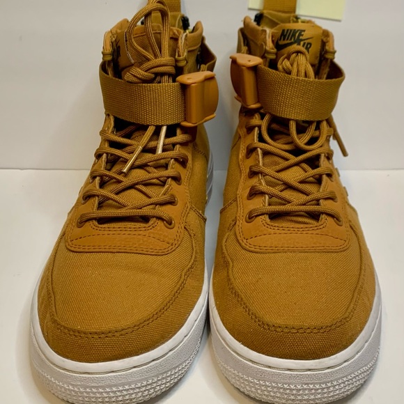 Nike Air Force 1 Utility Mid Top Brown Canvas Sneakers Sz: 7Y/9.5W RARE Preowned - Picture 5 of 9